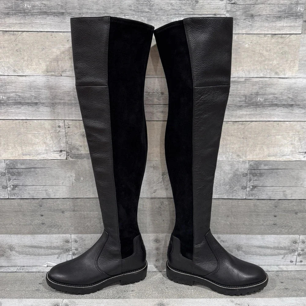TORY BURCH MILLER LUG SOLE OVER-THE-KNEE BOOT - PERFECT BLACK - SZ - 6M